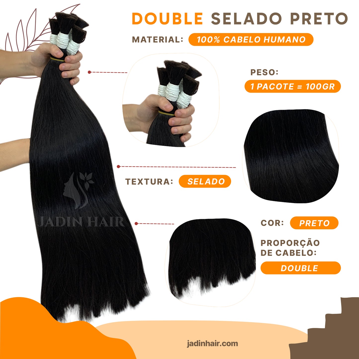 Cabelo liso selado 100 gramas