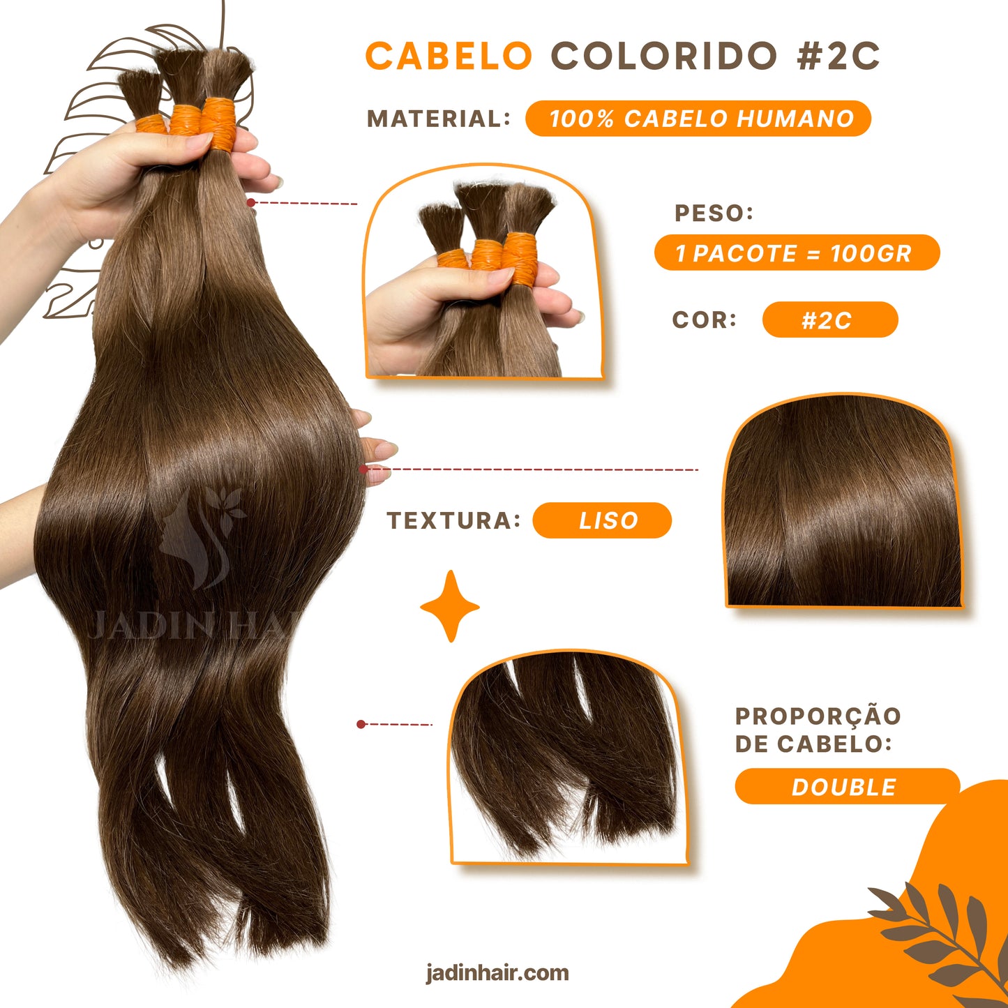 Cor 2c cabelo liso 100 gramas